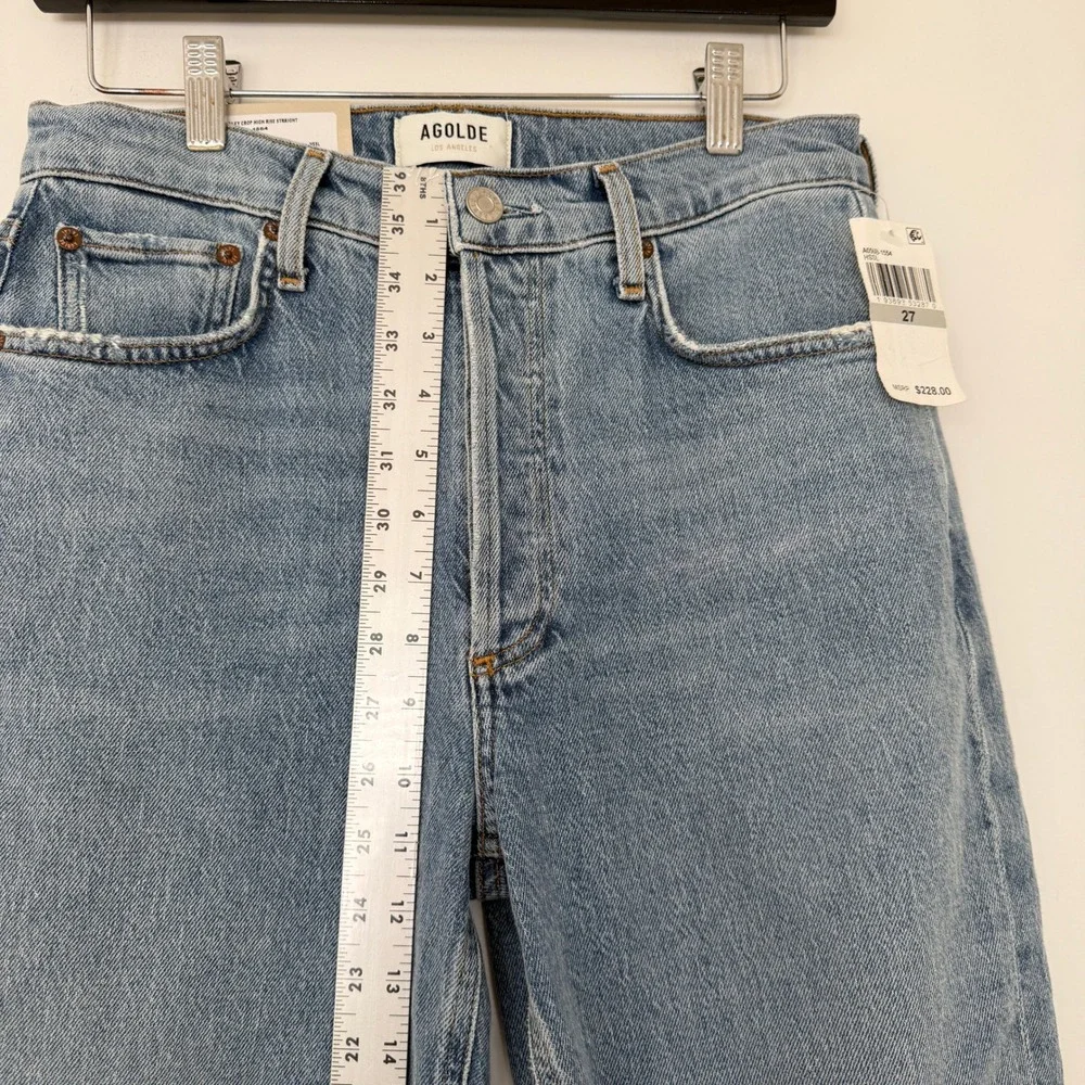 AGOLDE NWT Riley High Rise Straight Crop Jeans Light Wash A056B-1554 Size 27